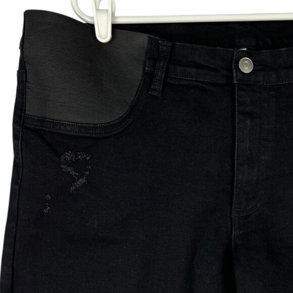 Time Tru Women's Maternity Distressed Raw Hem Stretch Black Shorts Size XXL NWT - Picture 3 of 11